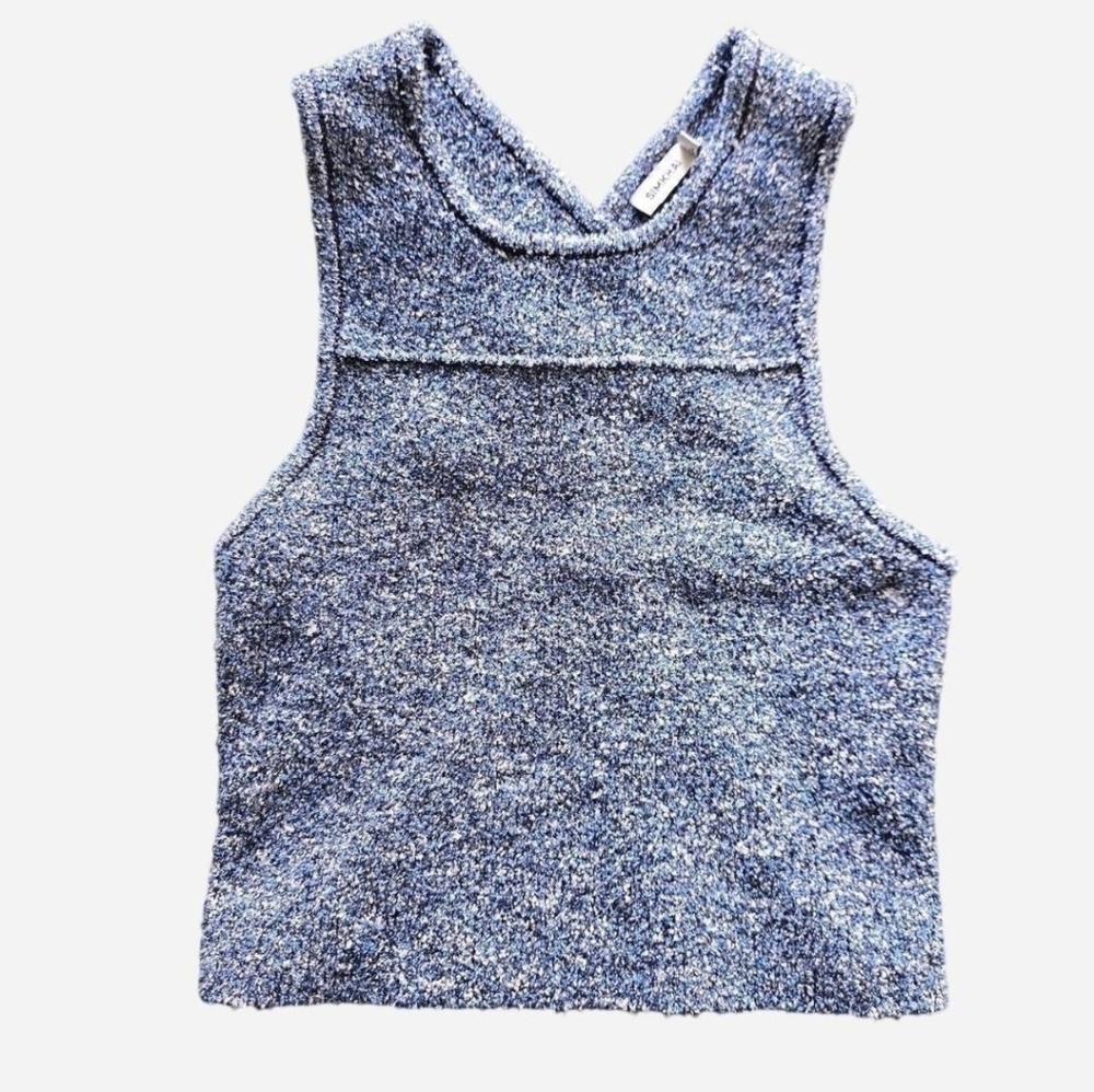 Jonathan Simkhai Sianna Cross Back Tank In "Midnight Tide"